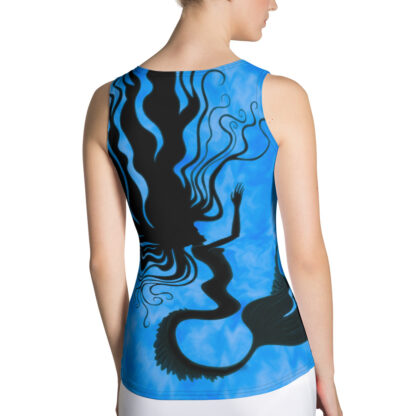 CAVIS Mermaid Women's Fitted Tank Top - Bright Blue - Back