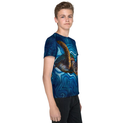 CAVIS Tea Turtle Youth Shirt - Blue - Right