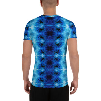 CAVIS Blue Ocean Octopus Men's Tech Athletic Shirt - Bright Blue - Back