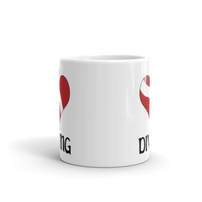 CAVIS Dive Flag Heart Mug, I Love Diving Scuba Coffee Cup Gift - 11 oz. - Side