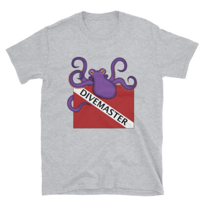 CAVIS Dive Flag Octopus T-Shirt - Scuba Divemaster Shirt - Light Gray - Front