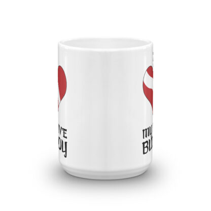 CAVIS Dive Flag Heart Mug, I Love My Dive Buddy Scuba Coffee Cup Gift - 15 oz. - Side