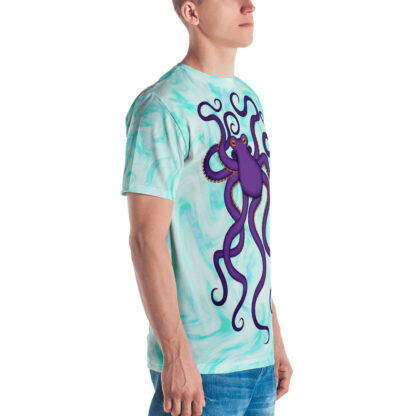 CAVIS Purple Octopus Men's Shirt - Light Blue - Right