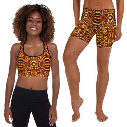 CAVIS Wunderpus Yellow Orange Sports Bra Boy Short Swimsuit - Alternative Bikini - Athletic Swimwear
