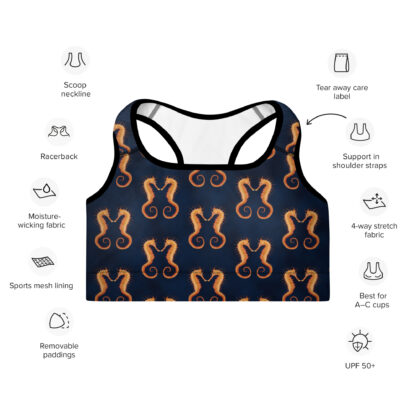 Cavis Seahorse Pattern Padded Sports Bra