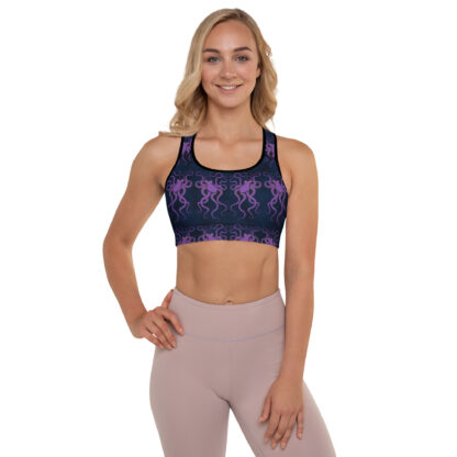 Cavis Purple Octopus Pattern Padded Sports Bra