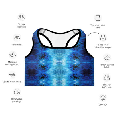 Cavis Blue Ocean Octopus Pattern Padded Sports Bra