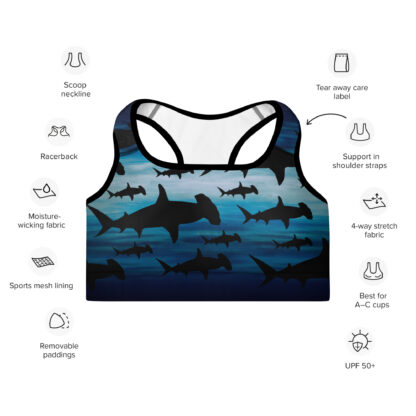 Cavis Hammerhead Shark Pattern Padded Sports Bra