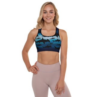 Cavis Hammerhead Shark Pattern Padded Sports Bra