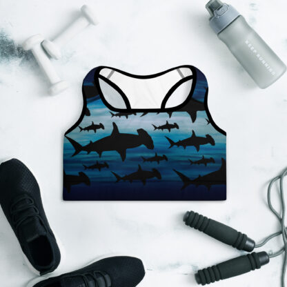 Cavis Hammerhead Shark Pattern Padded Sports Bra