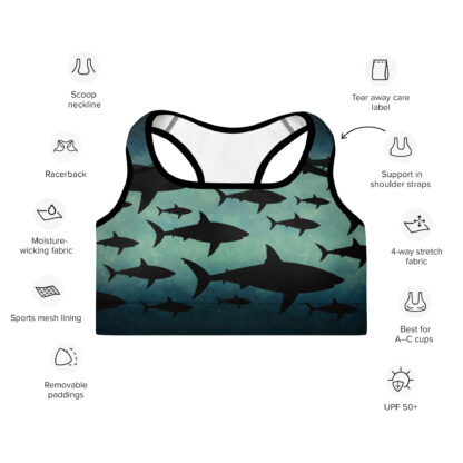 Cavis Shark Pattern Padded Sports Bra