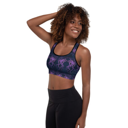 Cavis Purple Octopus Pattern Padded Sports Bra