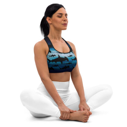 Cavis Hammerhead Shark Pattern Padded Sports Bra