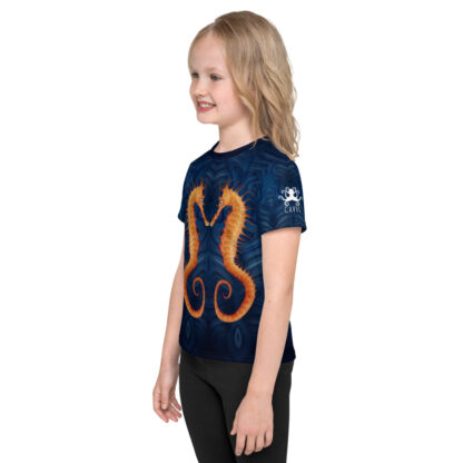 CAVIS Seahorse Kid's Shirt - Blue All Over Print T-shirt - Youth - Left