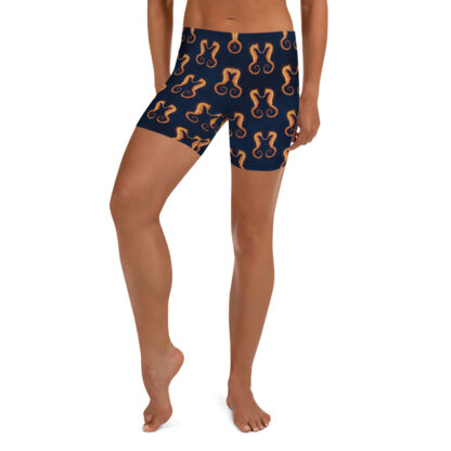 CAVIS Seahorse Pattern Women's Boy Shorts - Dark Blue Alternative Swimsuit - Front