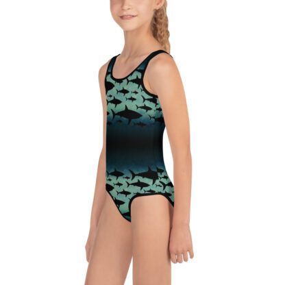 CAVIS Shark Pattern Swimsuit - Kids - Girls - Left