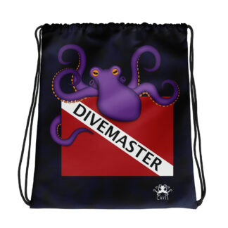 CAVIS Dive Flag Purple Octopus Drawstring Bag - Divemaster