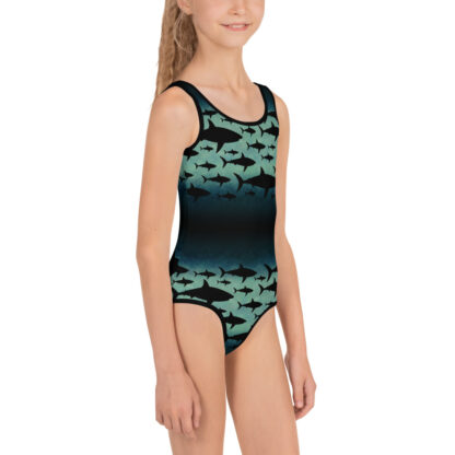 CAVIS Shark Pattern Swimsuit - Kids - Girls - Right