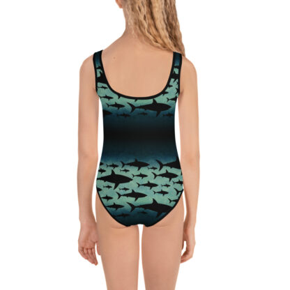 CAVIS Shark Pattern Swimsuit - Kids - Girls - Back