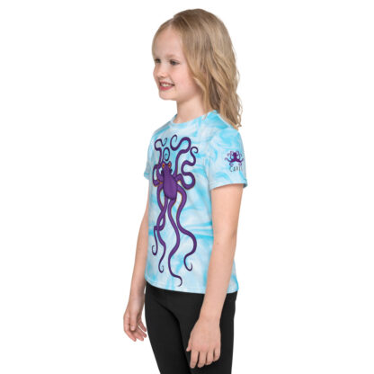 CAVIS Purple Octopus Youth Shirt - Light Blue All Over Print T-shirt - Kid's - Left