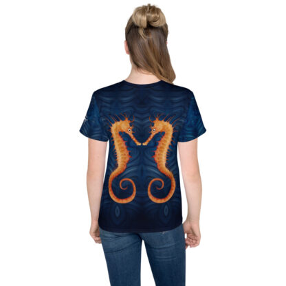 CAVIS Seahorse Youth Shirt - Blue All Over Print T-shirt - Teen - Back