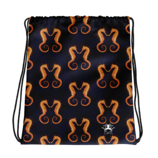 CAVIS Seahorse Pattern Drawstring Bag - Dark Background
