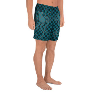 CAVIS 80's Retro Style Checkered Camouflage Octopus Athletic Shorts - Men's - Right