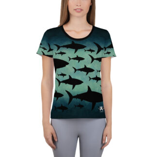 CAVIS Shark Pattern Athletic Shirt – Tech Shirt – Women’s – Front
