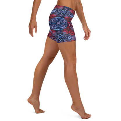 CAVIS Celtic Heart Boy Shorts - Red Blue Pattern Yoga Shorts - Alternative Athletic Swim Bottom - Right