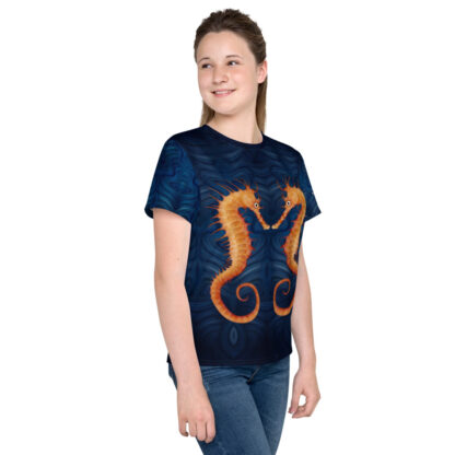 CAVIS Seahorse Youth Shirt - Blue All Over Print T-shirt - Teen - Right