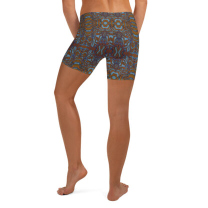 mockup-CAVIS Wunderpus Boy Shorts - yoga shorts - Orange Blue Octopus Pattern - Back