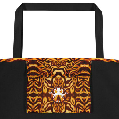 CAVIS Wonderpus Beach Bag - Yellow Orange Octopus Tote Bag - Inside Pocket