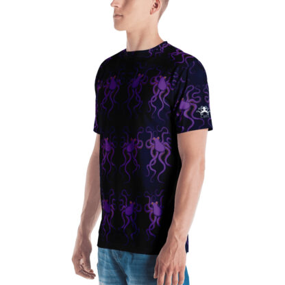CAVIS Purple Octopus Pattern Men's Shirt - Dark Blue All Over Print T-Shirt - Left