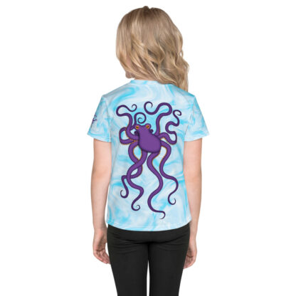 CAVIS Purple Octopus Youth Shirt - Light Blue All Over Print T-shirt - Kids - Back