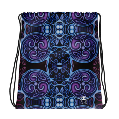 CAVIS Celtic Heart Drawstring Bag - Purple and Blue Pattern
