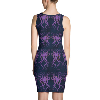 CAVIS Purple Octopus Pattern Fitted Dress - Dark Blue Sexy Fashion - Back