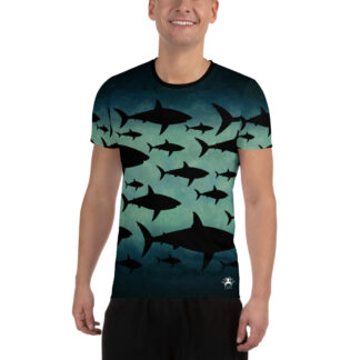 CAVIS Shark Pattern Athletic Shirt – Tech Shirt – Men’s – Front