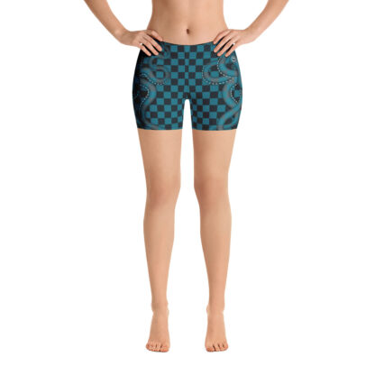 CAVIS 80's Retro Style Checkered Camouflage Octopus Fitted Boy Shorts - Women's - Front 2