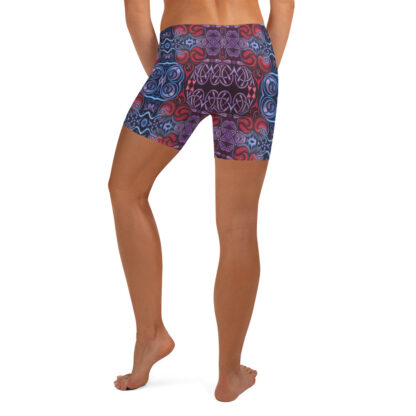 CAVIS Celtic Heart Boy Shorts - Red Blue Pattern Yoga Shorts - Alternative Athletic Swim Bottom - Back