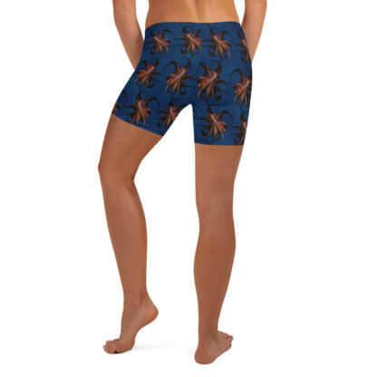 CAVIS Flying Octopus Pattern Women's Boy Shorts - Bright Blue Alternative Swimsuit - Back