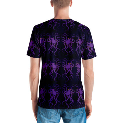 CAVIS Purple Octopus Pattern Men's Shirt - Dark Blue All Over Print T-Shirt - Back