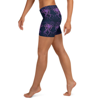 CAVIS Purple Octopus Pattern Women's Boy Shorts - Dark Blue Alternative Swimsuit - Left