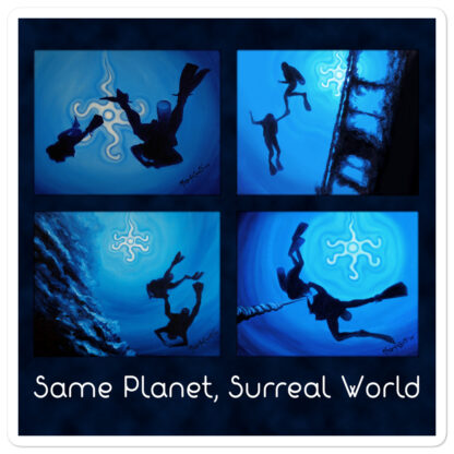 CAVIS Scuba Diver Silhouette Sticker - Same Planet, Surreal World Decal - 5.5 inch