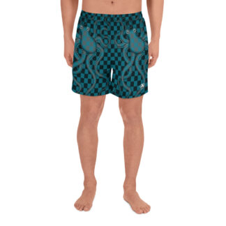 CAVIS 80's Retro Style Checkered Camouflage Octopus Athletic Shorts - Men's - Front