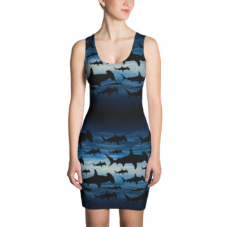 CAVIS Hammerhead Shark Fitted Dress – Dark Blue Sexy Fashion – Front