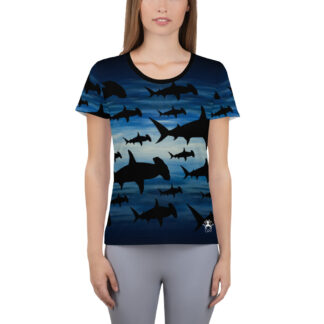 CAVIS Shark Pattern Athletic Shirt – Hammerhead Tech Shirt – Women’s – Front