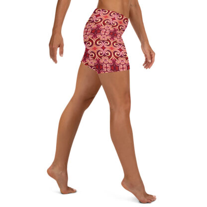 CAVIS Celtic Fire Boy Shorts - Red Pattern Yoga Shorts - Alternative Athletic Swim Bottom - Right