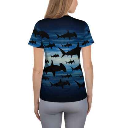 CAVIS Shark Pattern Athletic Shirt - Hammerhead Tech Shirt - Women's - Back