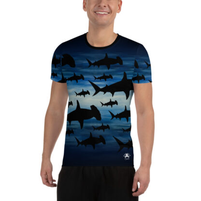 CAVIS Shark Pattern Athletic Shirt - Hammerhead Tech Shirt - Men's - Front