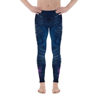 CAVIS Dark Blue Water Pattern Men’s Leggings, Surreal World Dive Skin - Front